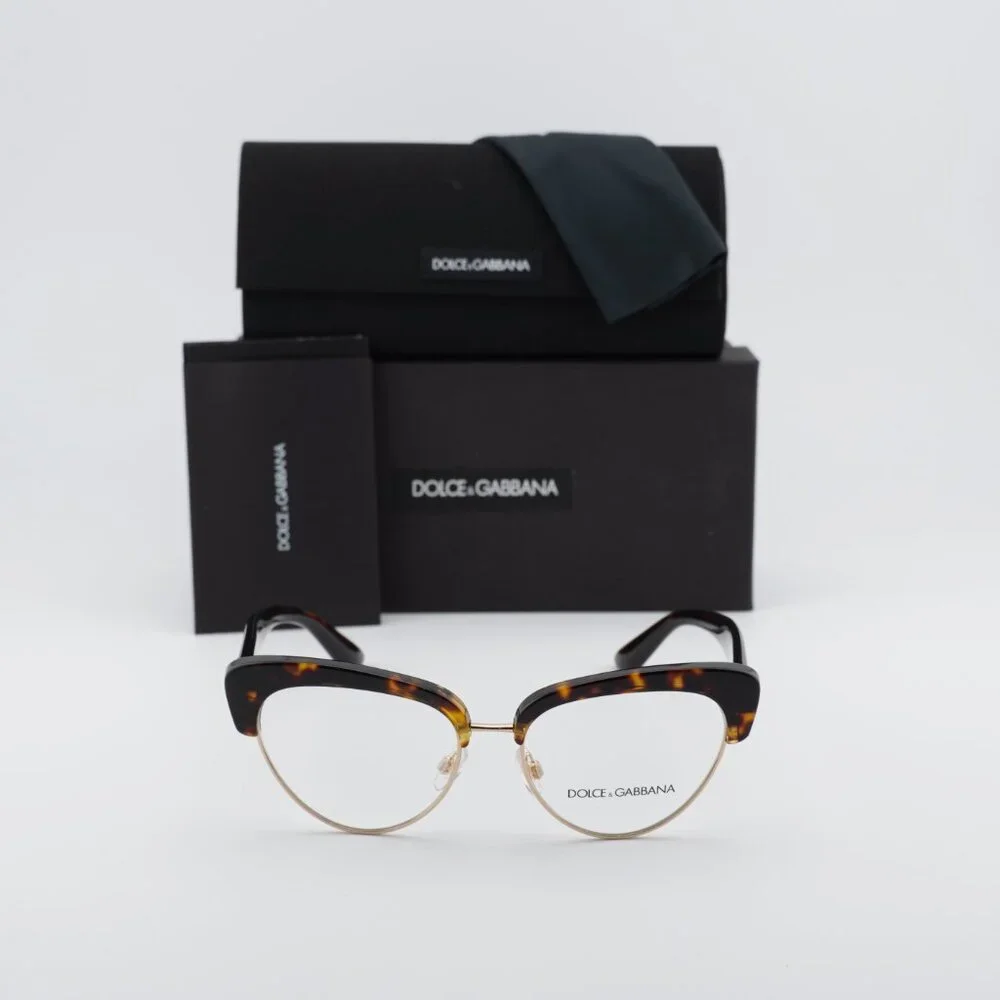 Dolce & Gabbana DG3247 502 Cat Eye Eyeglasses - Havana/Gold 53mm